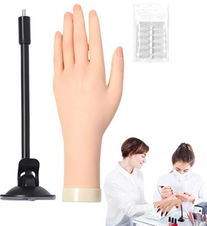 Main d'entraînement en acrylique pour faux ongles, mannequin en silicone souple, modèle artistique, réutilisable, 26 x 5,5 cm, outil convivial pour les étudiants, l'éducation, les femmes, les salons