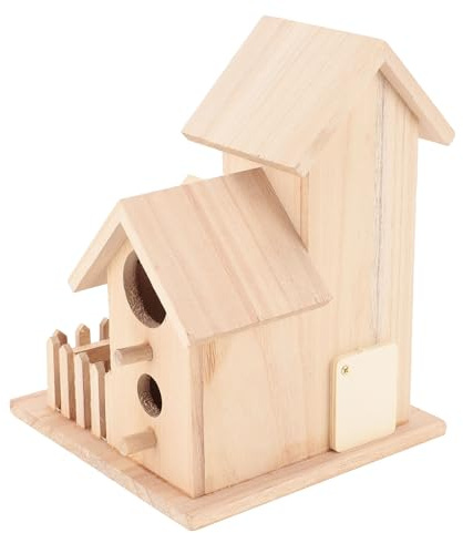 Riuulity Casa de Pájaro de Madera Artesanía Multifuncional Al Aire Libre, Jardín Decorativo, Refugio, Perchero, Lugares de Anidación