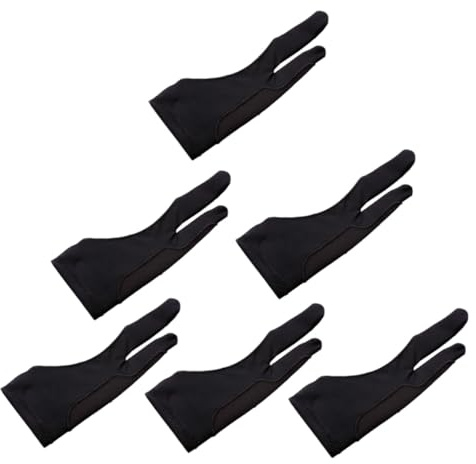 BELLIFFY 6Pcs Two Finger Tablet Painting Gloves Double Mishandling Artist Gloves for Digital Drawing Reduce Friction Prevent Accidental Touch Protect Screen and Fingers