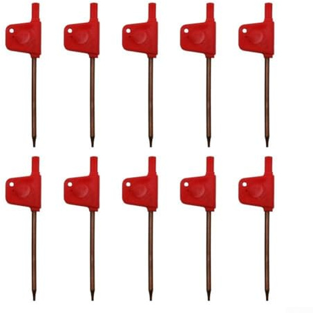 Lot de 10 tournevis Torx en T avec poignée drapeau rouge, clés en acier et plastique T5-T20, design antidérapant haute résistance pour réparation de voitures, appareils, meubles et jouets (T5)