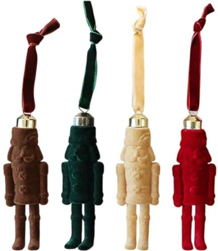 Tsffae Figure di Soldatini Schiaccianoci Floccati, 4 Pezzi di Ornamenti Natalizi Schiaccianoci, Pendenti per Albero di Natale, Figure di Schiaccianoci Appese per, Porta, Ufficio