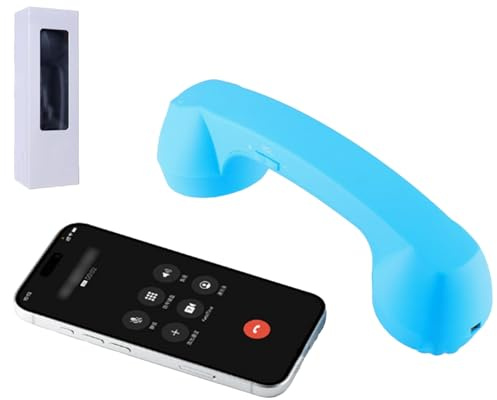 Retro Phone Handset, Wireless Telephone Style Landline Handle Receiver for Cell Mobile Video Conferences Calls Meetings (blue)