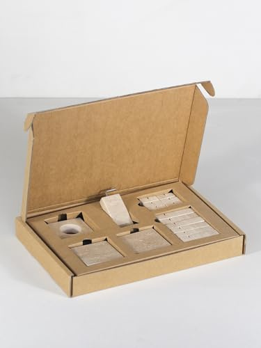 FACCIAMOCASA Set Tavola in Marmo naturale per 6 Persone – Accessori Tavola: Apribottiglie, Portacandela, Poggia Posate, Sottobicchieri, Segnaposto – Confezione Regalo (Travertino Paglierino)