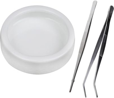 DIYEAH Lot de 3 Mangeoires pour Reptiles – Bol en Céramique Moyen Pinces en Acier Inoxydable Courbée et Droite 20 CM – Fournitures pour Reptiles Alimentation Pratique pour Tortues