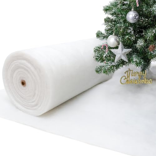 TheOwnas Christmas Fake Snow Roll – Artificial Soft Decorative Snow Blanket for Xmas Tree Decoration, Christmas Displays, Winter Wonderland – 29 Wide, 2M Long, Soft & Fluffy Fake Snow Sheet.