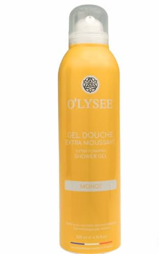 O’LYSEE – Gel Douche Extra Moussant – Nettoyant Corps Ultra Doux – Parfums Fève de Tonka, Thé Blanc, Fleur de Cerisier, Bois de Santal, Monoï – Format 200 ml (Monoï)