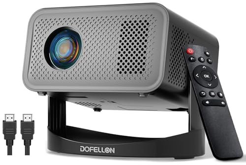 [Built-in Apps & 2026 Upgraded] Mini Projector with Wifi and Bluetooth Portable,Native 1080P 4K Support Auto Keystone Movie Projector Compatible with TV Stick/HDMI/USB, 360° for Bedroom, Outdoor Use