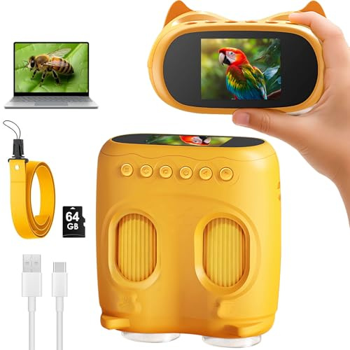Microscopio y Telescopio 2 en 1 para Niños, 1000X Microscopio Digital Portátil con Pantalla IPS de 2.0'' y 8 LED, Telescopio Recargables con Tarjeta SD 64G, Regalo para Cumpleaños Navidad