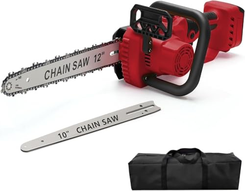 Chainsaw Cordless for Milwaukee 18V Battery, Brushless Electric Chainsaw 12/ 10 with Auto Oiler & Security Lock, for Tree Trimming, Branch Wood Cutting (Tool Only)-Red