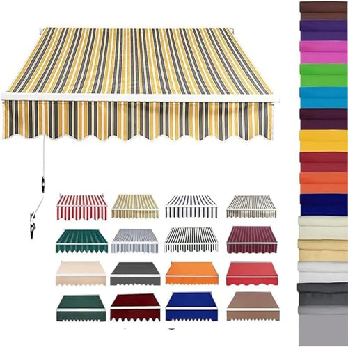 Toldo Retráctil Exterior, Toldos Terraza de Lona Impermeable Toldo retráctil de para Patio con Cubierta de Repuesto con Faldón Toldos Manuales de Jardín,003,13X6.5ft/400X200CM