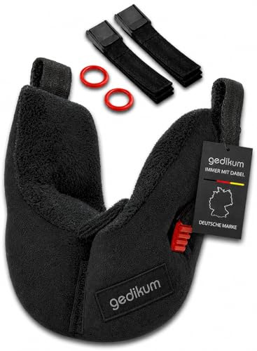 Gedikum Reisekissen für Kinder, zweiteiliges Nackenkissen, Schwarz | Zwei weich gepolsterte Seitenkissen mit verstellbaren Gurten; Velvet-Bezug aus 100 % Polyester, waschbar bei 30 °C