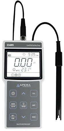 Apera Instruments EC400S tragbares Leitfähigkeit-Messgerät | Leitfähigkeits-/TDS-/Salzgehalt-/Widerstand-Messgerät (Temperaturmessung, GLP-Datenverwaltung, USB-Anschluss)