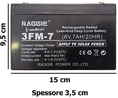DOBO® Batteria Ricaricabile al Piombo Gruppi continuità ups Solare Allarme 6V 7Ah