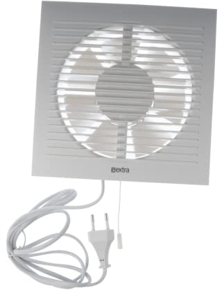 Ø 150mm Badrumsfläkt - Vit Silent Fläkt - Extraktorfläkt - Väggfläkt för Kök, Garage, Toalett - Med Kabel