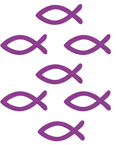 Oblique Unique® 18 Holz Fische Streuartikel für Taufe Kommunion Konfirmation Streudeko Tischdeko Verzierung - Lila