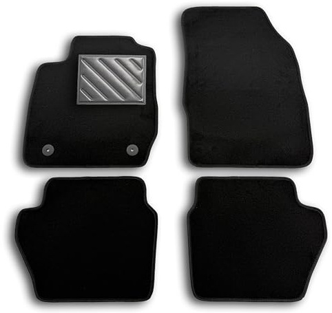 Fußmatte für Ford Fiesta VI Restyling 2011-2017 Fix, ovale Passform nach Maß, rutschfest, PVC-Fersenschutz, schwarz, Schwarz