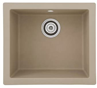 Respekta Ohio Lavello in Mineralite beige sabbia/Lavello da incasso a 1 vasca da 50 x 44 cm/Lavello adatto a basi da 50 cm di larghezza