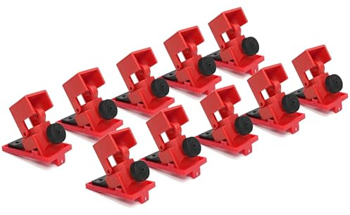 TRADESAFE Circuit Breaker Lockout Device, 10 Pack, 120/277 Volt, Clamp-on Single Pole Breaker Lock Out Device, OSHA Compliant, Premium Grade, Medium