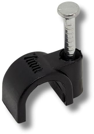 Lumonic 100x abrazadera de clavo 7mm para cable negro - abrazadera de cable con clavo 18mm p.ej. para montaje en pared - abrazaderas de cable diferentes tamaños 4-14mm