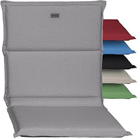 acamp Niedriglehner Auflagen Paddy Model D | Made in EU nach Öko-Tex Standard | Lichtechte Gartenstuhlauflagen Niederlehner ohne Ausbleichen | Atmungsaktive Stuhlauflage Niedriglehner in Hell-Grau