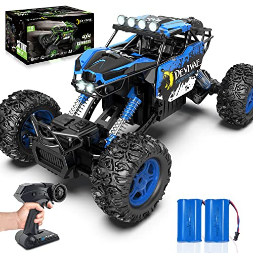 CROBOLL 1:12 Große RC-Autos mit Hebefunktion, 2,4GHz 20km/h ferngesteuertes Auto, Geschenke für Jungen 3 4 5 6 7 8, RC Monster Truck mit 2 Batterien (blau)