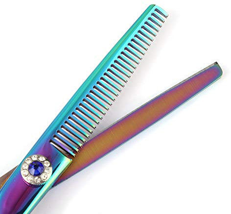 Haarschneideschere, Friseurschere Salonschere Professionelle Langlebig Praktisch für Friseure für Männer und Frauen zum Haarstyling für den Heimgebrauch(Farbige Zahnschere)