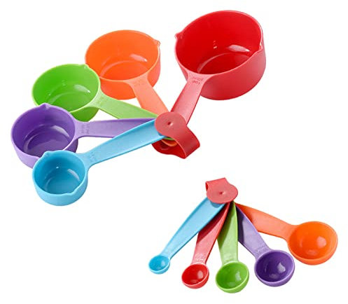 Messlöffel Set, 10 Mehrzweck-Messlöffel, Messbecher aus zum Kochen und Backen in der Küche, Bunt