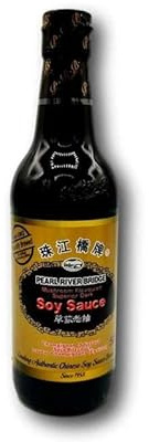Salsa de soja oscura con aroma a setas 500 ml en botella de vidrio, condimento umami para wok, marinados, guisos, arroz frito y noodles, sin glutamato añadido