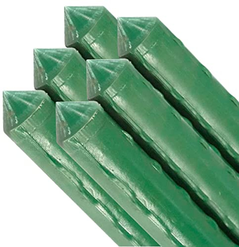 Tradineur - Pack de 6 tutores de Acero plastificado para Plantas de Ø 0,80 x 180 cm, Ideal para el Cuidado del jardín. Varillas para el Cuidado de Plantas y arboles (Color Verde)