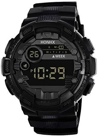 Routefuture Montre Sport Homme Digitale avec Grand Cadran Analogique et LED Numérique, Digital Montre Bracelet Homme Garçon, Chronographe, Bracelet en Résine Cadeaux de Noël,Noir-6