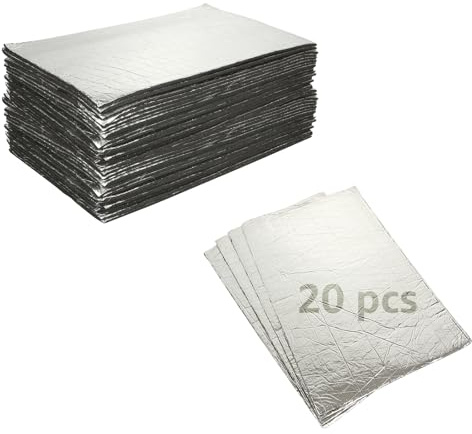 ZOFUN 20 Pcs 197 Mil Car Sound Deadening Mats 40 x 25 cm | Sound Deadening Self Adhesive Foil, 21.5 sqft Heat Shield Van Sound Deadening Mats for Car Trunk Door Floor Ceiling