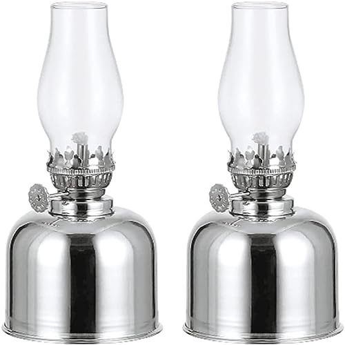 Moddeny Antike Öllampenlaterne, 7,48 * 3,34 Zoll Metallglas-Öllampen im Innenbereich, Retro-Kerosinlampe, winddichte Desktop-Öllampe für Schlafzimmer, Lernen, Restaurant, Arbeitszimmer, Büro