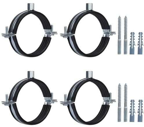 JDHGSHL 4 PCS Adjustable Rubber Pipe Hanger Clamps Heavy Duty Pipe Support Bracket Wall Mount Ceiling Mount Pipe Supports Fit For Pipe OD 1.9-2 Inch(47-51 mm)