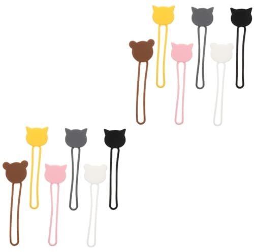 jojofuny 24pcs Silicone Cable Wire Organizer Cartoon Animal Earphone Holder Desk Cable Manager Styles Mixed