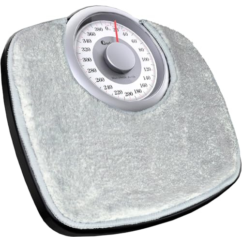 Adamson A25 Scales for Body Weight - Up to 400 LB - New - 5.3 Dial on 12.4 x 10.2 Platform - Anti-Skid Rubber Surface - Bathroom Scale Analog - Durable with 20-Year Assurance - w/Rug - Grey