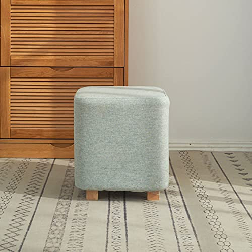 Quadratischer Ottoman-Fußhocker aus Leinen, bequemer Sitz mit dickem Schwamm, das Kissen ist abnehmbar und waschbar, mit Holzbeinen und rutschfesten Fußpolstern