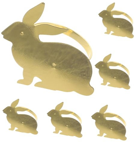 Serviettenschnalle, 6 Stück, Hasen-Serviettenringe, Hasen-Serviettenringe, Osteressen, Vintage-Dekor, Retro-Dekor, Oster-Stil, Serviettenschnalle, Gold, Serviettenring Ostern
