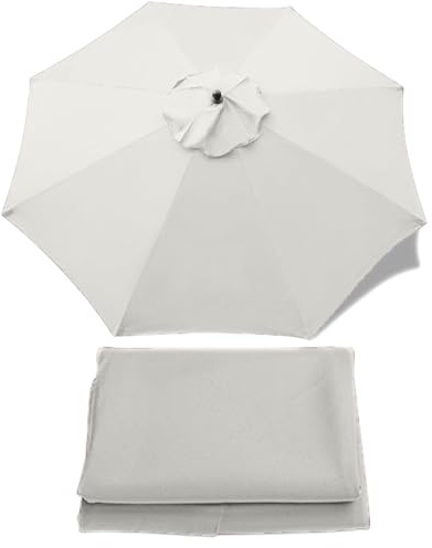 Replacement Parasol Canopy 6 Ribs, Replacement Parasol Umbrella Cover Market Table Umbrella Replacement Cloth 2.5m 2.7m 3.0 m fabric cover for Garden Umbrella Anti-ultraviolet(Color:Cream White,Size:8