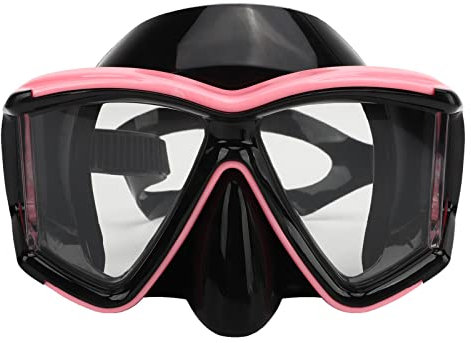 Tauchmaske, Schnorchelmaske, Schwimmbrille mit Nasenschutz, klare Linse, wasserdicht, beschlagfrei, verstellbar, gehärtetes Glas, Weitsichtbrille für Erwachsene, Männer und Frauen (Rosa)