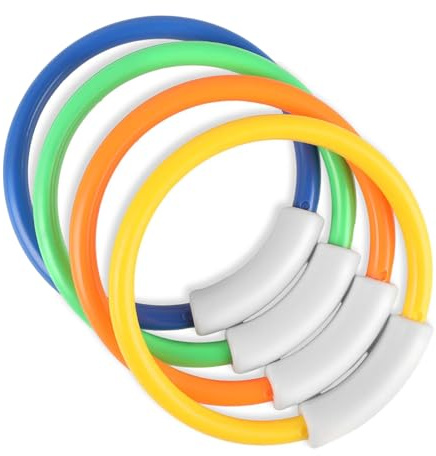 Ieron Anillo de Buceo para Piscina con Palo de Buceo de 4 Piezas, Anillo de Buceo con Palo de Torpedo para Nadar bajo el Agua, Juego de Entrenamiento para Piscina, Regalo para niños y niñas