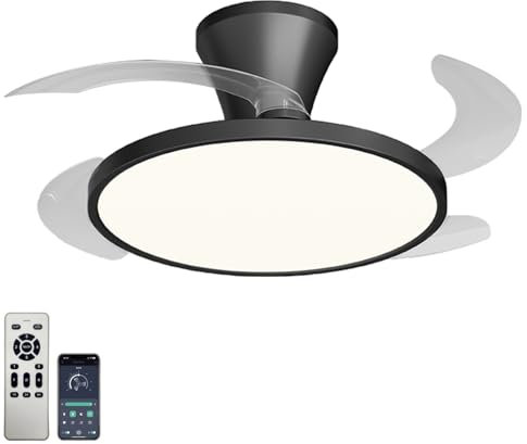 ZOMLBOF Moderno Lampadario Con Ventilatore Da Soffitto Con Telecomando, Dimmerabile Reversibile Grande Ventilatore Da Soffitto Con Luce 6 Velocità Memoria Lampadario Ventilatore Soggiorno, Nero 42IN
