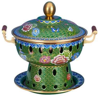 OYWEHECE Einzelne Person, Kleiner Kupfertopf, Alter Pekinger Kleiner Dicker Kuh-Hot Pot, Chinesischer Traditioneller Cloisonné-Hot Pot, Kommerzieller Alkoholanteil, Roter Kupfer-Hot Pot,G