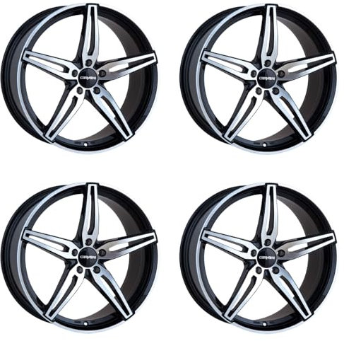 4x Carmani rims alloy rims 15 Oskar 7,5x18 ET39 5x112 black polish compatible with Mercedes A B C-Coupé C CL CLA E GLA GLC GLK S SLC SLK