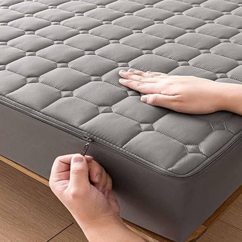 YWQJL Coprimaterasso con Cerniera Matrimoniale Personalizzabile Fodera Materasso Singolo Trapuntata/Imbottito Lenzuolo Copri Proteggi Materasso Topper Lavabile Rivestimento(A2,120 * 200+25cm)