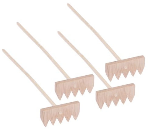 UPKOCH 4pcs Bamboo Small Rakes Miniature Rakes for Table Crafts Adornments Tools for Zen Garden Desk Scene Layout Props and Boy Girl Sand Play