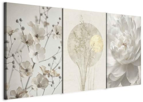 murando - Set di 3 Quadri Acustici Multipannello Moderni Erba di Pampa 120x60 cm (3 pz. 40x60 cm ognuno) - Collage 3 Pezzi - Canvas con Quadro Fonoassorbente Salotto - b-H-10217-b-a