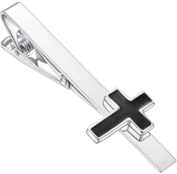 RunootPR Krawattennadel Kreuz Silber Krawattenklammer Herren Glauben Krawattennadel Hochzeit Ostern Weihnachten Personalisiert Herrenschmuck mit Geschenkbox