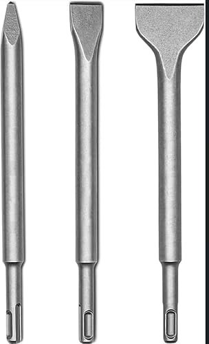 Nucraft SDS Plus Meißel Set, 4-teiliges Bohrhammer Stahlwerkzeugset für Breitmeißel Flachmeißel,Hergestellt aus Super gehärtetem Stahl Spitzmeißel