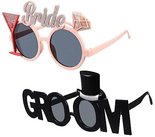 Hemobllo Occhiali Addio al Celibato per Sposo e Sposa, 2 Pezzi in Plastico Design alla Moda, Accessori Fotografici per Festa di Matrimonio e Addio al Celibato