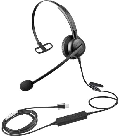 TAZIZI Microfono singolo USB professionale della cuffia dell'orecchio che annulla il rumore con il suono chiaro per la riunione di squadra